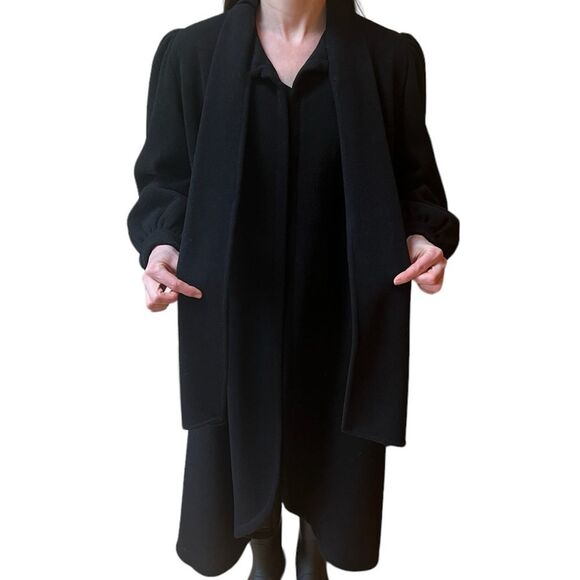 Vintage 1950’s Anglo Fabrics Black Wool Swing Coat - Picture 4 of 16